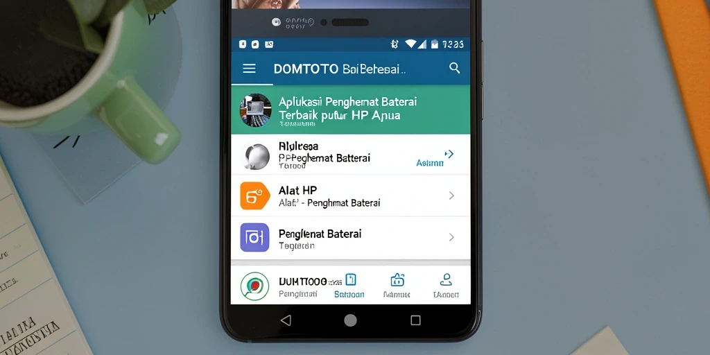 Tampilan antarmuka aplikasi DOMTOTO untuk penghemat baterai yang intuitif.