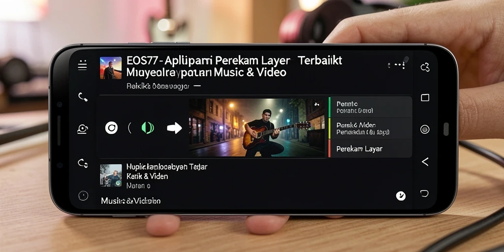 Antarmuka EOS77 saat merekam layar dengan fungsi perekaman audio.