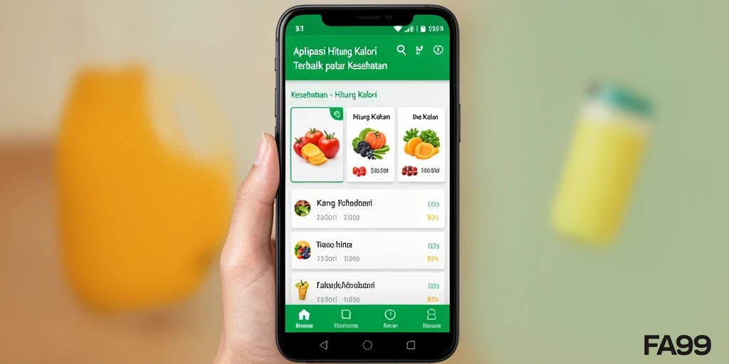 Screenshot FA99 menampilkan antarmuka pengguna untuk menghitung kalori.
