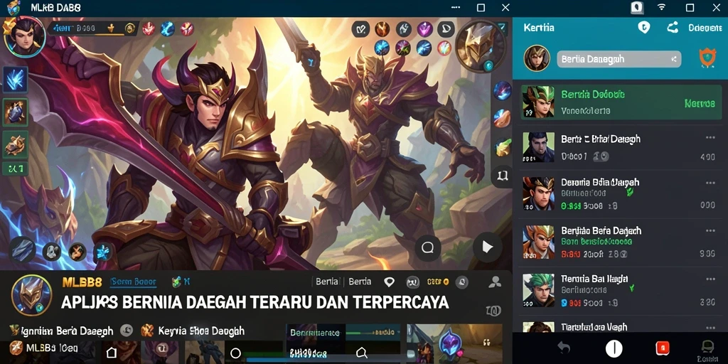 Tampilan antarmuka aplikasi MLBB8 dengan berita terkini.