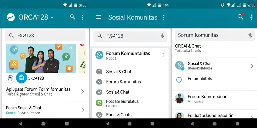 Tampilan antarmuka aplikasi Forum Komunitas ORCA128 yang menarik dan interaktif.