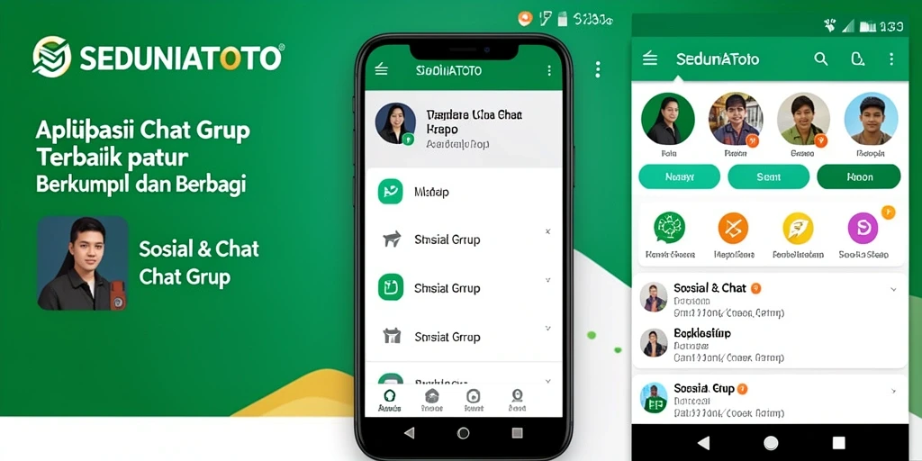 Tampilan antarmuka aplikasi SEDUNIATOTO dengan fungsi Chat Grup yang menarik.