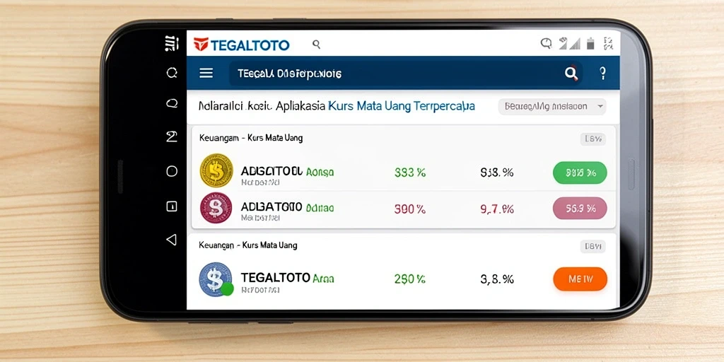 Antarmuka pengguna TEGALTOTO yang menampilkan informasi kurs mata uang.