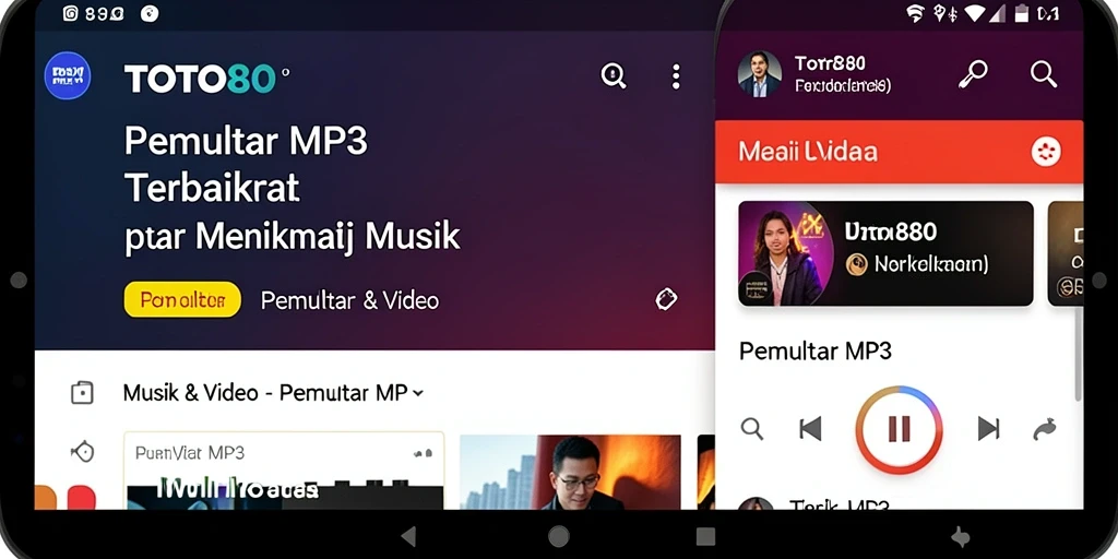 Screenshot antarmuka TOTO80 dengan fitur Pemutar MP3.